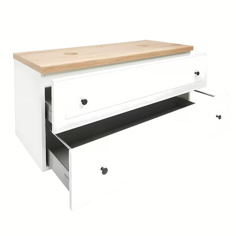 Bijela viseća ormarić ispod umivaonika Naturel Forli s pločom u dekoru hrasta Halifax