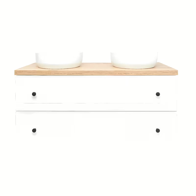 Bijela viseća ormarić ispod umivaonika Naturel Forli s pločom u dekoru hrasta Halifax