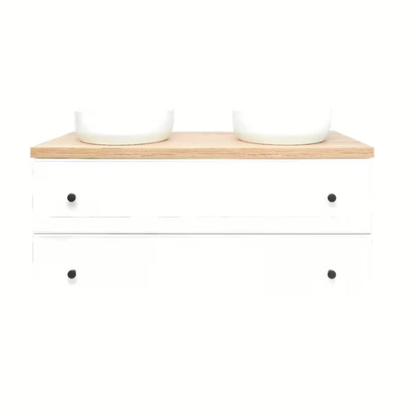 Bijela viseća ormarić ispod umivaonika Naturel Forli s pločom u dekoru hrasta Halifax