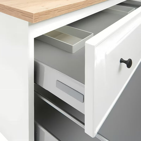 Bijela viseća ormarić ispod umivaonika Naturel Forli s pločom u dekoru hrasta Halifax