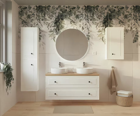 Bijela viseća ormarić ispod umivaonika Naturel Forli s pločom u dekoru hrasta Halifax