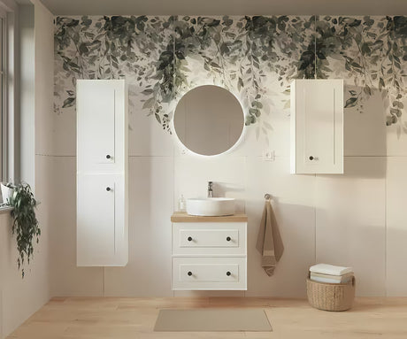 Bijela viseća ormarić ispod umivaonika Naturel Forli s pločom u dekoru hrasta Halifax