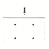 Bijela viseća kupaonski ormarić Naturel Forli s namještajskim umivaonikom 100x53x46 cm