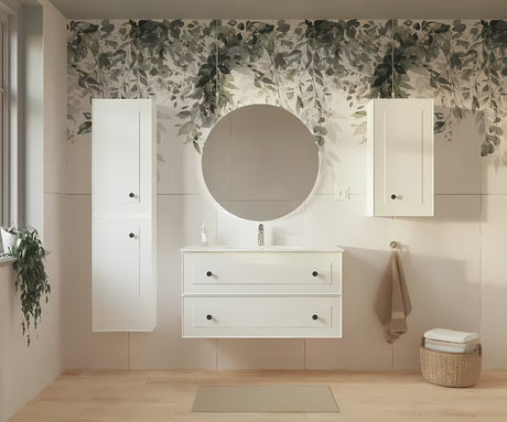 Bijela viseća kupaonski ormarić Naturel Forli s namještajskim umivaonikom 100x53x46 cm