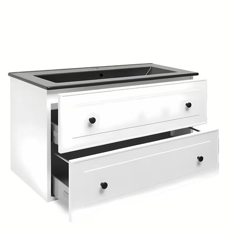 Bijela viseća kupaonski ormarić Naturel Forli s namještajskim umivaonikom 100x53x46 cm.