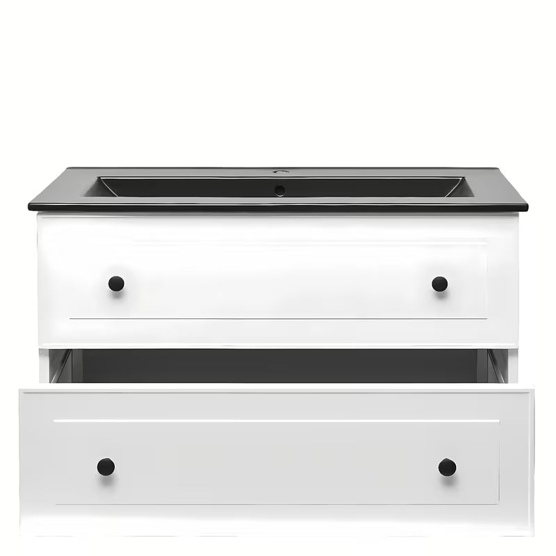 Bijela viseća kupaonski ormarić Naturel Forli s namještajskim umivaonikom 100x53x46 cm.