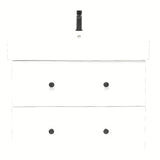 Bijela viseća kupaonski ormarić Naturel Forli s keramičkim umivaonikom i otvorom pro za slavinu u sredini.