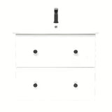 Bijela viseća kupaonski ormarić Naturel Forli s keramičkim umivaonikom 60x46 cm