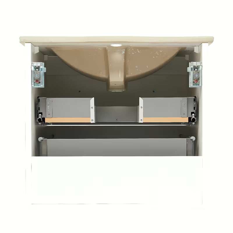 Bijela viseća kupaonski ormarić Naturel Forli s keramičkim umivaonikom 60x46 cm