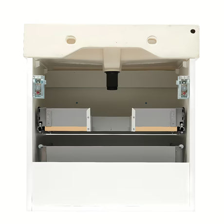 Bijela viseća kupaonski ormarić Naturel Forli s keramičkim umivaonikom 60 cm