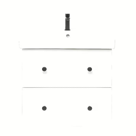 Bijeli viseća kupaonski ormarić Naturel Forli s keramičkim umivaonikom za namještaj