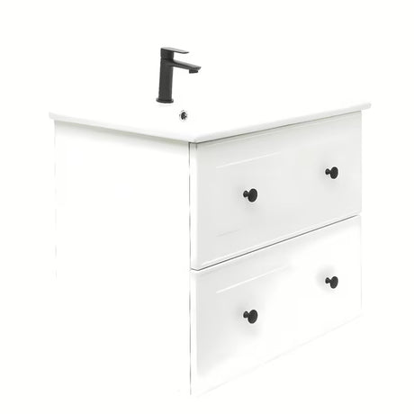 Bijela kupaonski ormarić Naturel Forli s keramičkim umivaonikom u modernom jednostavnom dizajnu