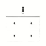 Bijela kupaonski ormarić Naturel Forli s keramičkim umivaonikom u modernom jednostavnom dizajnu