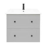 Sivo-mat viseća kupaonski ormarić Naturel Forli s umivaonikom za namještaj