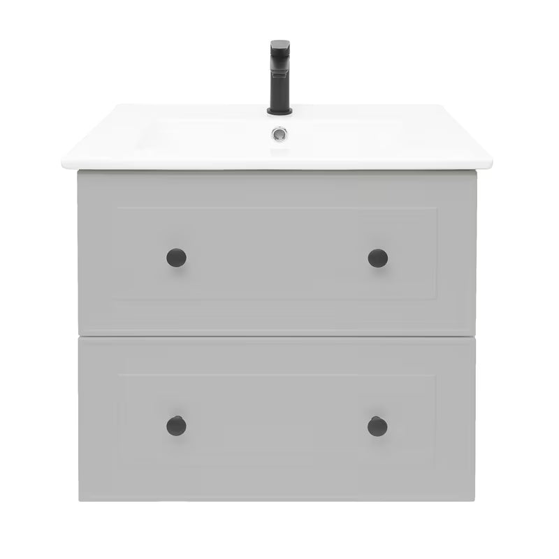 Sivo-mat viseća kupaonski ormarić Naturel Forli s umivaonikom za namještaj