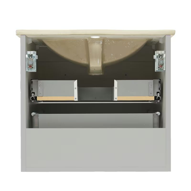 Sivo-mat viseća kupaonski ormarić Naturel Forli s umivaonikom za namještaj