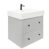 Sivo-mat kupaonski ormarić Naturel Forli s keramičkim umivaonikom u modernom, jednostavnom dizajnu.