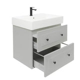 Sivo-mat kupaonski ormarić Naturel Forli s keramičkim umivaonikom u modernom, jednostavnom dizajnu.