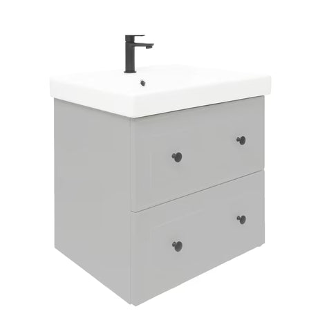 Viseća kupaonski ormarić s keramičkim umivaonikom Naturel Forli u sivoj mat boji