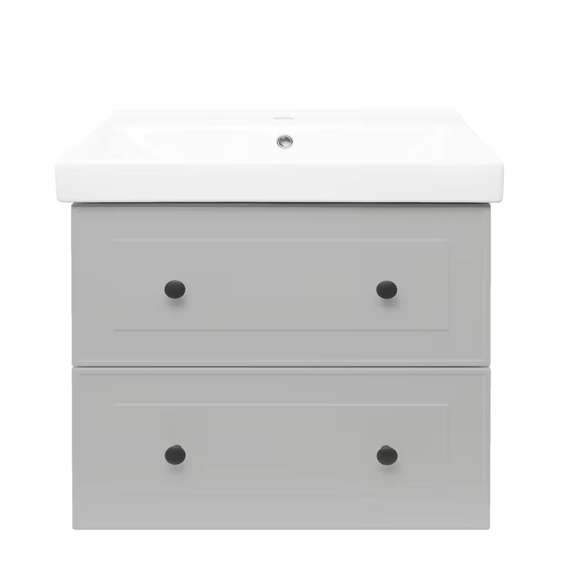 Viseća kupaonski ormarić s keramičkim umivaonikom Naturel Forli u sivoj mat boji