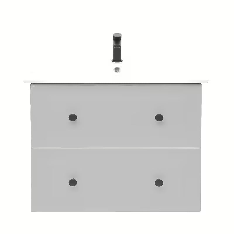 Viseća kupaonski ormarić s keramičkim umivaonikom Naturel Forli u sivoj mat boji