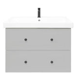 Viseća kupaonski ormarić s keramičkim umivaonikom Naturel Forli u sivoj mat boji