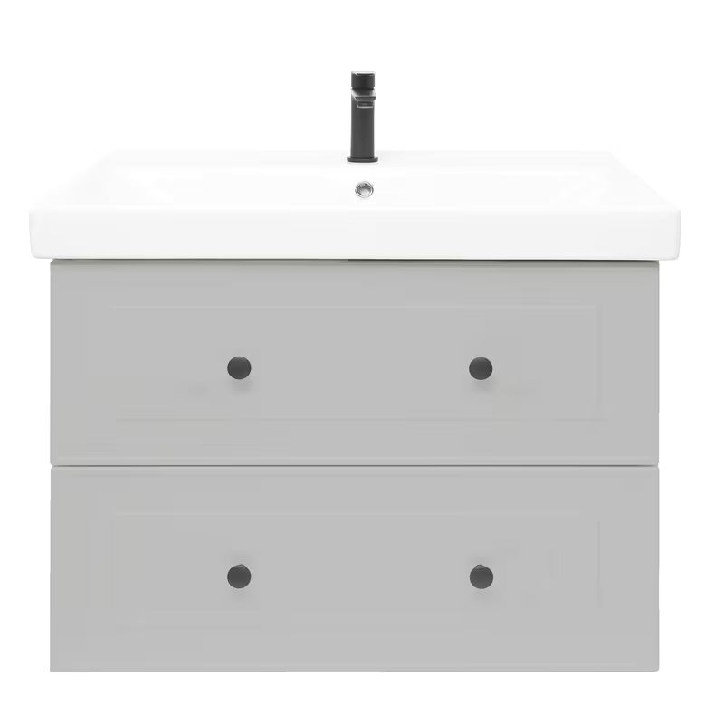 Viseća kupaonski ormarić s keramičkim umivaonikom Naturel Forli u sivoj mat boji