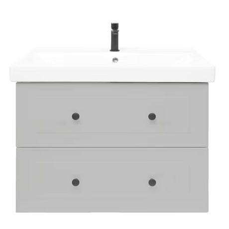 Viseća kupaonski ormarić s keramičkim umivaonikom Naturel Forli u sivoj mat boji