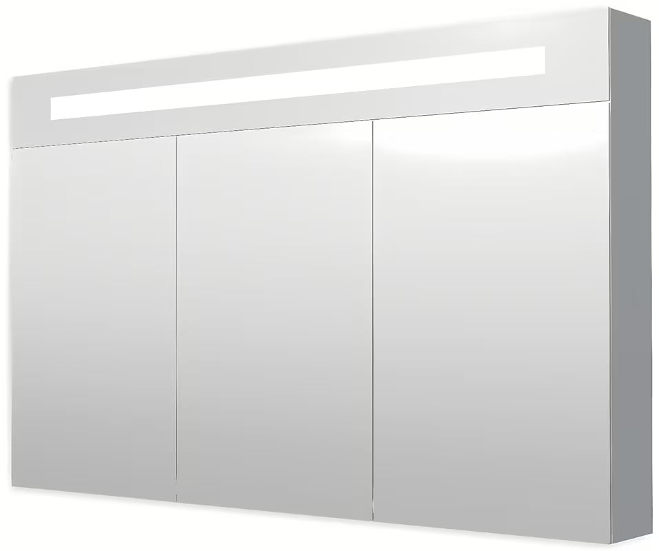 Ormarić s Ogledalom Naturel 120x75 cm u sivo-srebrnoj boji s trojim zrcalnim vratima i LED rasvjetom