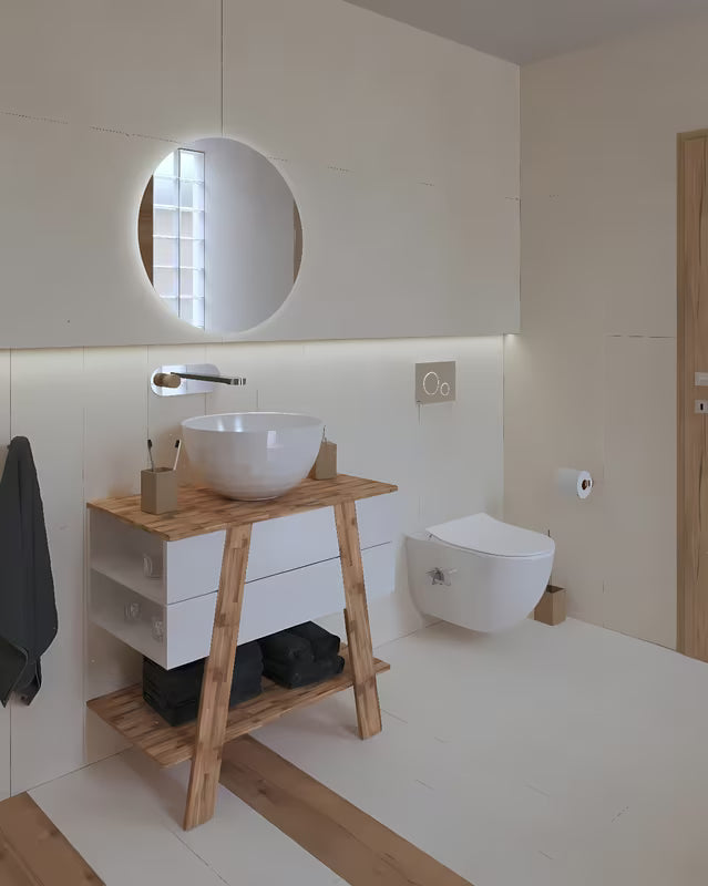 Stojeći kupaonski ormarić ispod umivaonika na ploču Naturel Home 80x73x46 cm u boji orah/bijela.