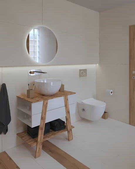 Stojeći kupaonski ormarić ispod umivaonika na ploču Naturel Home 80x73x46 cm u boji orah/bijela.