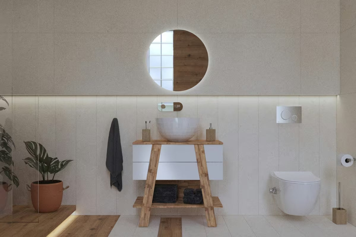 Stojeći kupaonski ormarić ispod umivaonika na ploču Naturel Home 80x73x46 cm u boji orah/bijela.