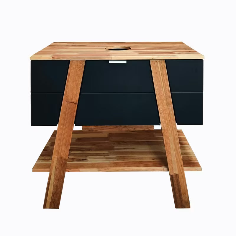 Stojeći kupaonski ormarić ispod umivaonika na ploču Naturel Home u izvedbi orah/bijela, 80x73x46 cm.