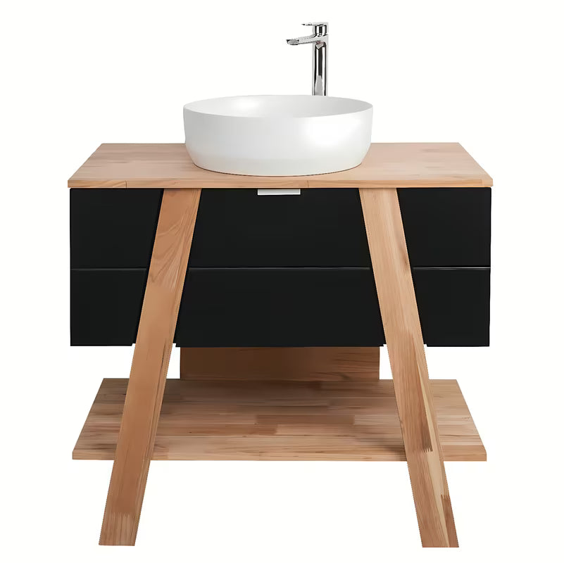 Stojeći kupaonski ormarić ispod umivaonika na ploču Naturel Home u izvedbi orah/bijela, 80x73x46 cm.