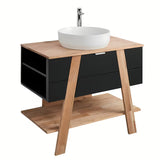 Stojeći kupaonski ormarić ispod umivaonika na ploču Naturel Home u izvedbi orah/bijela, 80x73x46 cm.