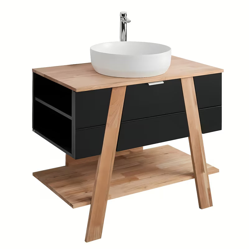 Stojeći kupaonski ormarić ispod umivaonika na ploču Naturel Home u izvedbi orah/bijela, 80x73x46 cm.