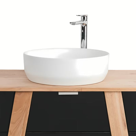 Stojeći kupaonski ormarić ispod umivaonika na ploču Naturel Home u izvedbi orah/bijela, 80x73x46 cm.