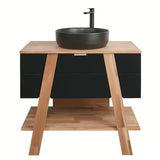 Stojeći kupaonski ormarić ispod umivaonika na ploču Naturel Home u izvedbi orah/bijela, 80x73x46 cm.