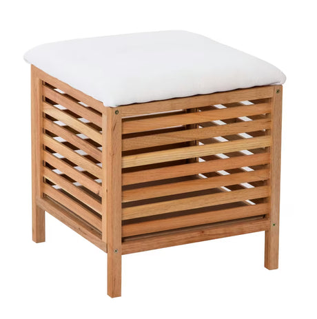 Stojeći tabure Naturel Home u dekoru oraha s mat uljenom površinom i tekstilnim sjedalom.