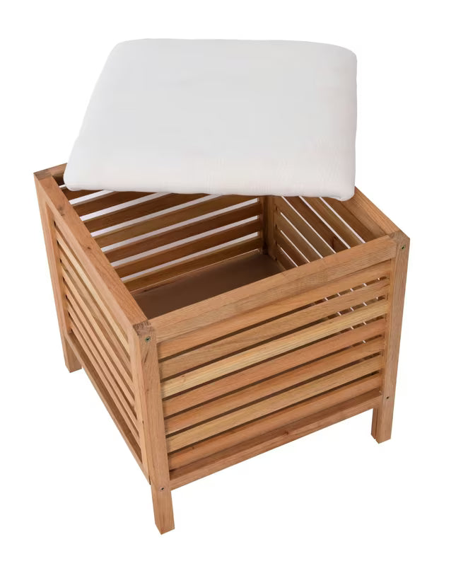 Stojeći tabure Naturel Home u dekoru oraha s mat uljenom površinom i tekstilnim sjedalom.