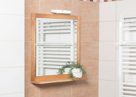 Ogledalo Naturel Home s policom 60x61,5 cm u dekoru oraha, vertikalna orijentacija.