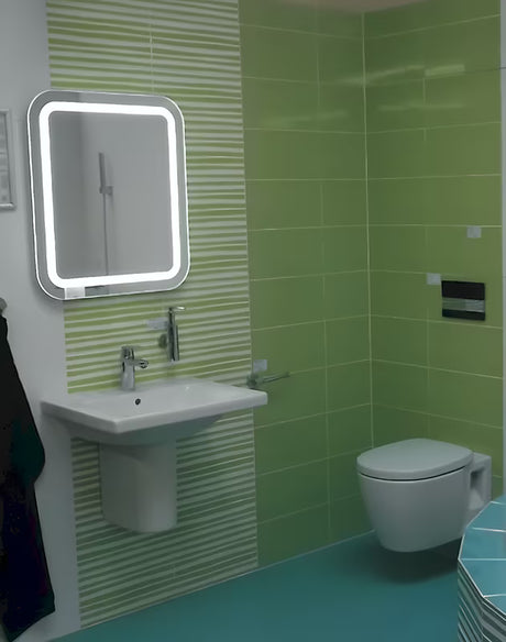 Pravokutno kupaonsko LED ogledalo Naturel Iluxit 60x70 cm s grijanjem protiv zamagljivanja i senzorom