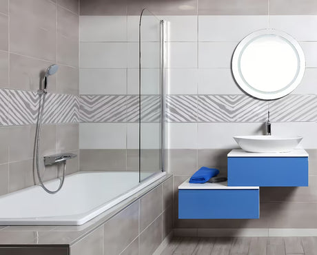 Okruglo LED ogledalo Naturel Iluxit 67 cm s hladno bijelom rasvjetom bez prekidača