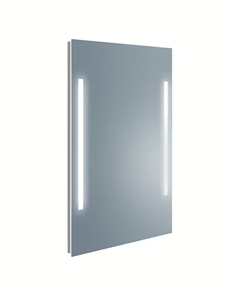 Pravokutno LED ogledalo Naturel Iluxit 60x80 cm s bočnim osvijetljenim trakama i tipkom s donje strane.