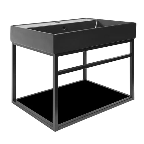 Kupaonska konstrukcija Naturel Industrial s keramičkim umivaonikom i mat crnom policom