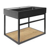 Konstrukcija s keramičkim umivaonikom Naturel Industrial u mat crnoj boji s policom u dekoru hrasta.