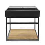 Konstrukcija s keramičkim umivaonikom Naturel Industrial u mat crnoj boji s policom u dekoru hrasta.