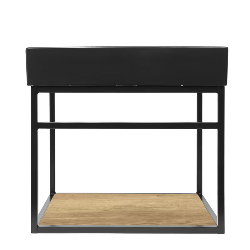 Konstrukcija s keramičkim umivaonikom Naturel Industrial u mat crnoj boji s policom u dekoru hrasta.