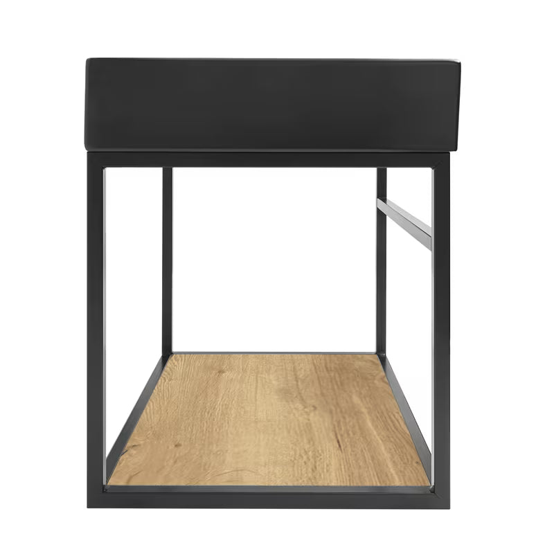 Konstrukcija s keramičkim umivaonikom Naturel Industrial u mat crnoj boji s policom u dekoru hrasta.