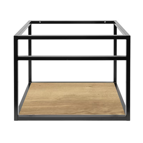 Konstrukcija s keramičkim umivaonikom Naturel Industrial u mat crnoj boji s policom u dekoru hrasta.